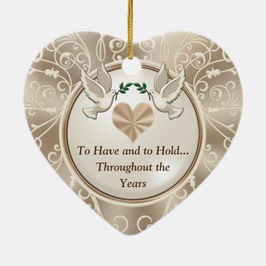 ゴージャスなハート結婚の記念日オーナメント セラミックオーナメント (裏面)