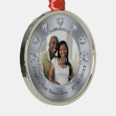 ゴージャスなハート結婚ダイヤモンド、のフォトオーナメント メタルオーナメント (右)