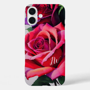 ゴージャスなバラとカスタム文字 iPhone 16 PLUSケース