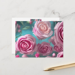 ゴージャスなバラパターンのヴィンテージ外観 ポストカード