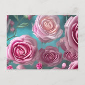 ゴージャスなバラパターンのヴィンテージ外観 ポストカード (正面)