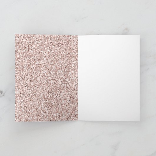 ゴージャスなバラピンクのグリッター誕生日 カード (内部)