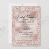 ゴージャスなバラ色のグリッター付き ブライダルシャワー 招待状 (正面)