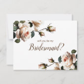 ゴージャスなバラ色のベージュの花嫁のシャワー ブライズメイド 招待状 (正面)