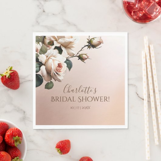 ゴージャスなバラ色のベージュオイルローズ ブライダルシャワー スタンダードランチョンナプキン (インサイチュ)