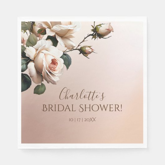ゴージャスなバラ色のベージュオイルローズ ブライダルシャワー スタンダードランチョンナプキン (正面)