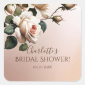ゴージャスなバラ色のベージュオイル ローズ ブライダルシャワー スクエアシール (正面)
