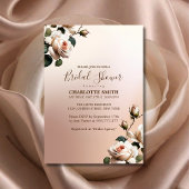 ゴージャスなバラ色のベージュオイル ローズ ブライダルシャワー 招待状