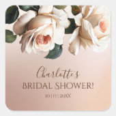 ゴージャスなバラ色のベージュ オイル ローズ ブライダル シャワー スクエアシール (正面)