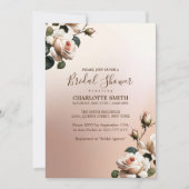 ゴージャスなバラ色のベージュ オイル ローズ ブライダル シャワー 招待状 (正面)