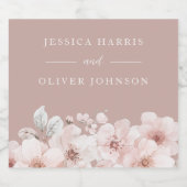 ゴージャスなバラ色の水彩 ダスティピンクのウェディング スパークリングワインラベル (シングルラベル)