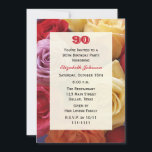 ゴージャスなバラ90th Birthday Partyへの招待 招待状<br><div class="desc">この90歳数々のの誕生日パーティーの招待状には豪華な色のバラが飾られている。バラの花を愛する人のための90歳の誕生日パーティーのための完璧な招待。Copyright henishouseofpaper</div>