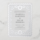 ゴージャスなパペル結婚ピカドボダ実在の銀 箔招待状 (正面)