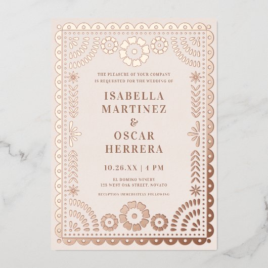 ゴージャスなパペル結婚ピカド実在ボダの 箔招待状 (正面)