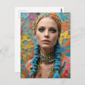 ゴージャスなヒッピー女 ポストカード (正面/裏面)