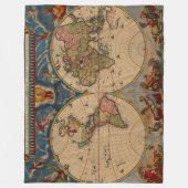 ゴージャスなビンテージの古地図 フリースブランケット (正面)