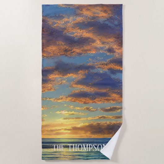 ゴージャスなビーチサンセットインザバハマ ビーチタオル (正面)