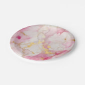 ゴージャスなピンクとゴールドのマーブル効果 ペーパープレート (アングル)