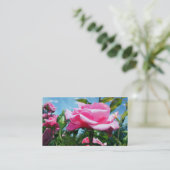 ゴージャスなピンクのバラの花のプロフェッショナル写真 名刺 (スタンド正面)