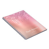 ゴージャスなピンクのローズ金ゴールドと銅のグリッタードリップ ノートブック (右側)