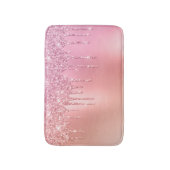 ゴージャスなピンクのローズ金ゴールドと銅のグリッタードリップ バスマット (正面縦)