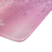 ゴージャスなピンクのローズ金ゴールド&パープルグリッタードリップ カッティングボード (角)