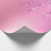 ゴージャスなピンクのローズ金ゴールド&パープルグリッタードリップ ラッピングペーパー (角)