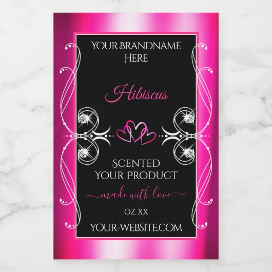 ゴージャスなピンクの商品ラベル ダイヤモンド ブラック フードラベル (シングルラベル)