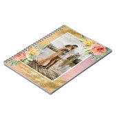 ゴージャスなピンクの花の写真結婚のゲストブック ノートブック (左側)