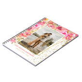 ゴージャスなピンクの花写真結婚のラブゲストブック ノートブック (左側)