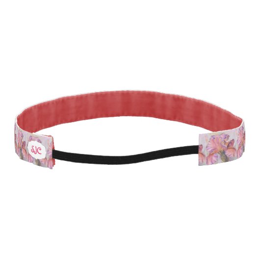 ゴージャスなピンクの虹彩 |ヘッドバンスリップまたは滑ることドなし アスレチックヘッドバンド (裏面)