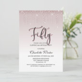 ゴージャスなピンクダイヤモンド サプライズ 50歳の誕生日 招待状 (スタンド正面)