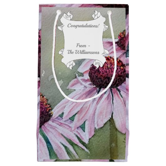 ゴージャスなピンクデイジー スモールペーパーバッグ (正面)