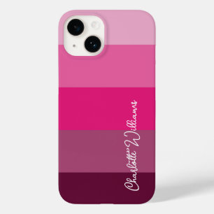 ゴージャスなピンク色のストライプ線のパターン名 Case-Mate iPhone 14ケース