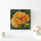 ゴージャスなピーチローズ スクエア壁時計 (ホーム)