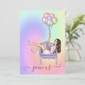 ゴージャスなファッション好きの花嫁の友人たちへのパーティー招待 招待状 (スタンド正面)