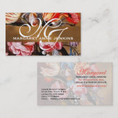 ゴージャスなフェミニンヴィンテージフローラブーケモノグラム 名刺 (正面/裏面)