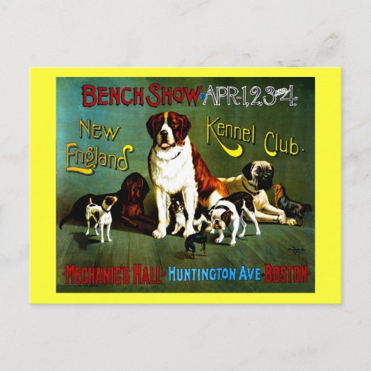 ゴージャスなフルカラー1890ヴィンテージドッグショーのポスター ポストカード (正面)