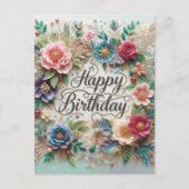 ゴージャスなフローラ誕生日はがき ポストカード (正面)