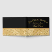 ゴージャスなブラックと金ゴールドのゲストブックをパーソナライズ ゲストブック (全面)