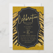 ゴージャスなブラックゴールドのウェディングシャワー テーマの招待状 招待状 (正面)