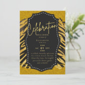 ゴージャスなブラックゴールドのウェディングシャワー テーマの招待状 招待状 (スタンド正面)