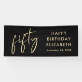 ゴージャスなブラックゴールドの50歳の誕生日パーティー 横断幕 (横)