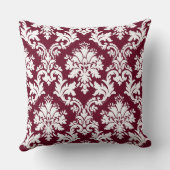 ゴージャスなブルゴーニュのダマスクのフローラルパターン クッション (裏面)