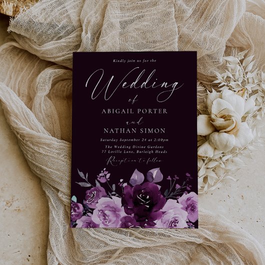 ゴージャスなブルゴーニュのワイン&メイヴエレガントな結婚式 招待状