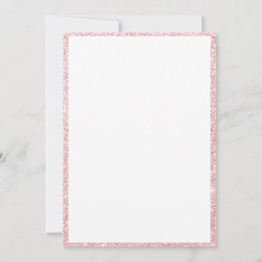 ゴージャスなベビーボトルと風船 ピンクのグリッター 招待状 (裏面)