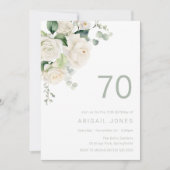 ゴージャスなホワイトローズ70thバースデーパーティー 招待状 (正面)