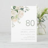 ゴージャスなホワイトローズ80thバースデーパーティー 招待状 (スタンド正面)