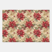 ゴージャスなポインセチアのクリスマス調整 ラッピングペーパーシート (正面3)