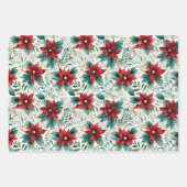 ゴージャスなポインセチアのクリスマス調整 ラッピングペーパーシート (正面)